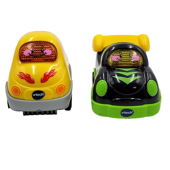 Vtech Go! Go! Smart Wheels Vehicles Lot Of 2 Yellow Car Black Race Car Tested - Picture 1 of 11